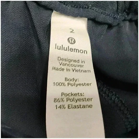 Lululemon Noir Shorts Navy Blue Women's 2 High Rise 5" Elastic Waist Tie Pockets - Picture 4 of 4